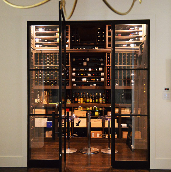 wine cabinet with glass doors